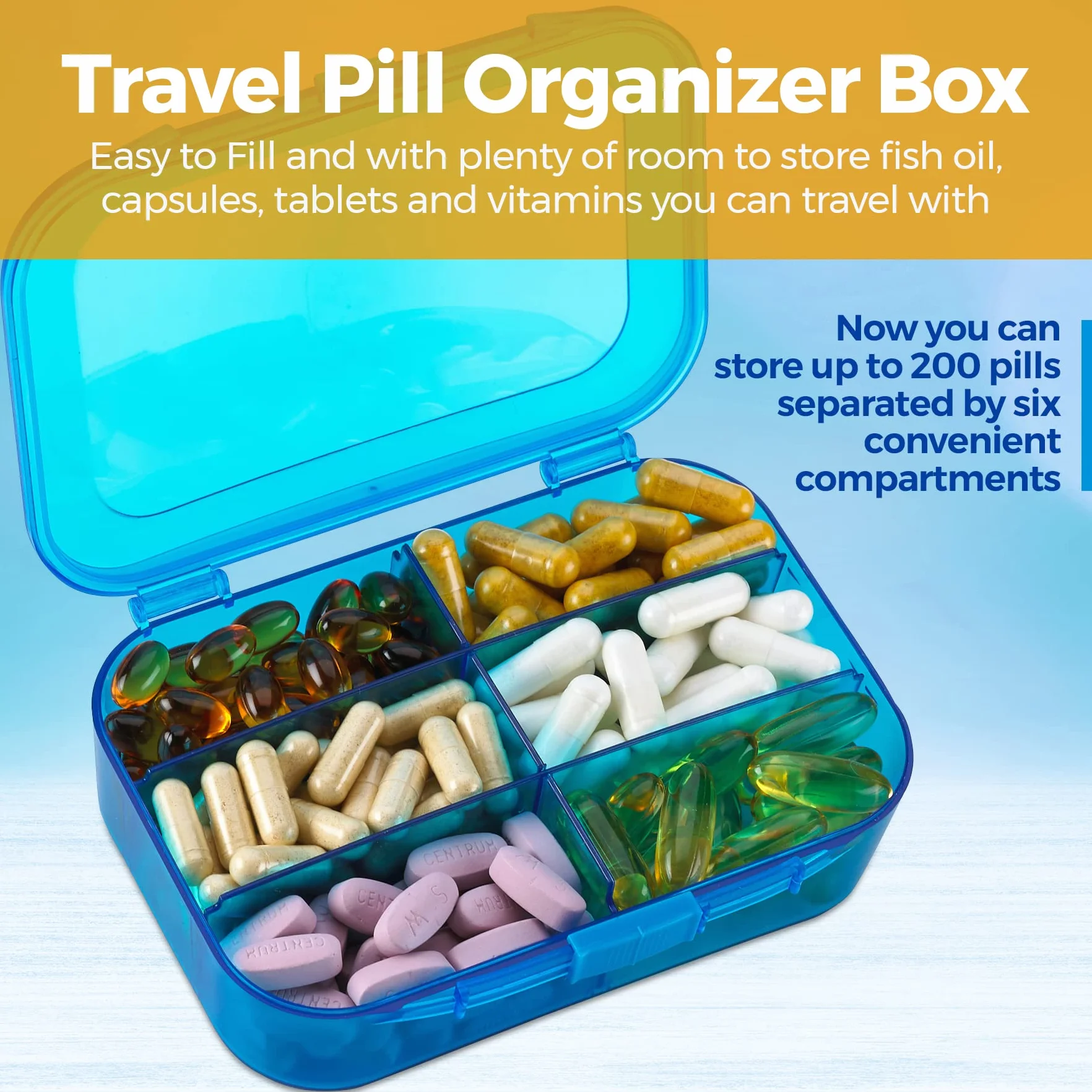 Caso dell'organizzatore della pillola - (pacchetto di 2) Portable 6 scompartimento di viaggio quotidiano della medicina