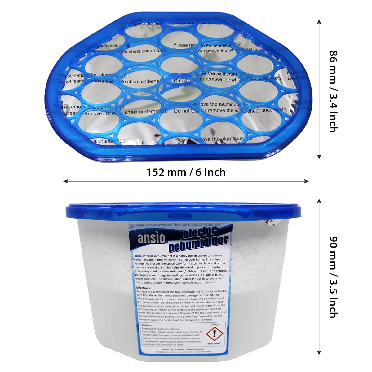 ANSIO Deumidificatore 500 ml Deumidificatore per rimuovere la condensa per umidità, muffa, umidità in casa, cucina, guardaroba, camera da letto, roulotte, ufficio, garage, bagno, cantina (confezione da 10)