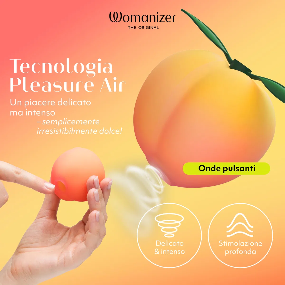 Womanizer Peach Succhia clitoride per donna | Stimolatore clitoride femminile 14 livelli| Ricaricabile | Design pesca | Vibratore clitoride Impermeabile | Sextoys Silenzioso Vibratoreper donna coppie