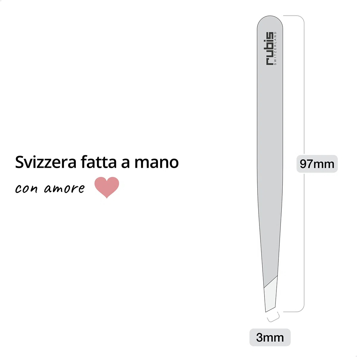 Rubis pinzette sopracciglia professionale inox acciaio - punta obliqua (azzurro)