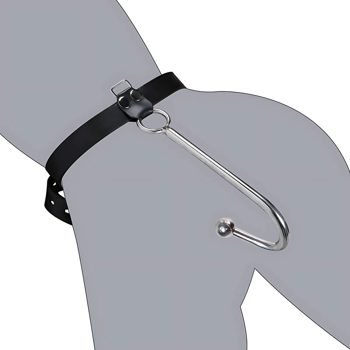 Gancio anale SM, plug anale in metallo, gancio anale, bondage BDSM, plug anale con cintura di castità regolabile in corda di pelle for uomini e donne, giocattoli anali