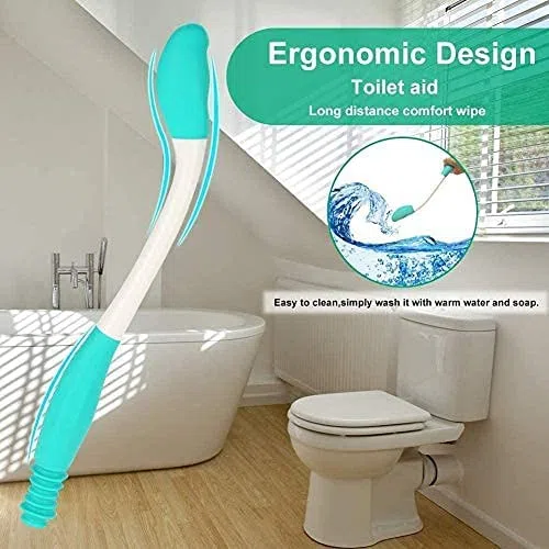 Ausili per la Pulizia della Toilette, Manico Lungo Self Wipe Bottom Wiper Strumento Assistenza per la Pulizia Del Bagno, Long Handle Tergicristallo Porta Carta Igienica Impugnatura Automatica
