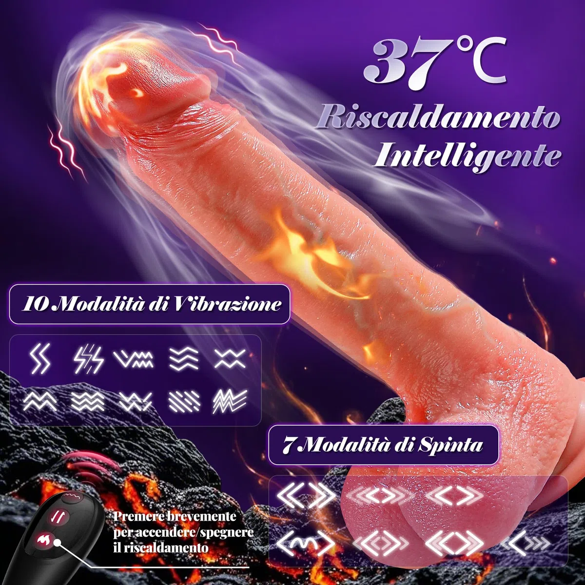 9,5' Dildo Vibrante Sex Toys Donna, Dildo Realistico con 10 Modalità di Vibrazione, 7 Modalità di Spinta e Riscaldante, Vibratore a spinta con Ventosa Vibratore Clitoride Toys Sessuali per Donna