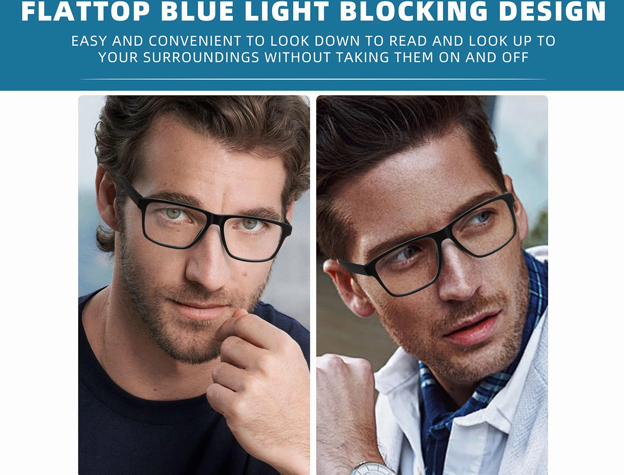 MODFANS Confezione da 4 Occhiali da Lettura Uomo,Stanghette in Gomma,Occhiali Vista Anti Luce Blu,Leggera,Visione Chiara,con Custodia