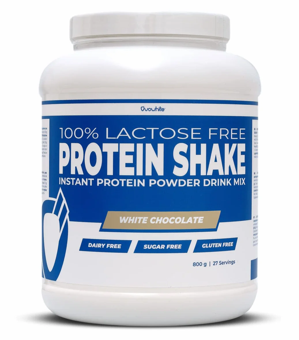 100% Egg Protein Shake Lactose Free/Gluten Free/Sugar Free - Proteine in Polvere Isolate dell'Uovo Istantanea (White Chocolate, 800 g)