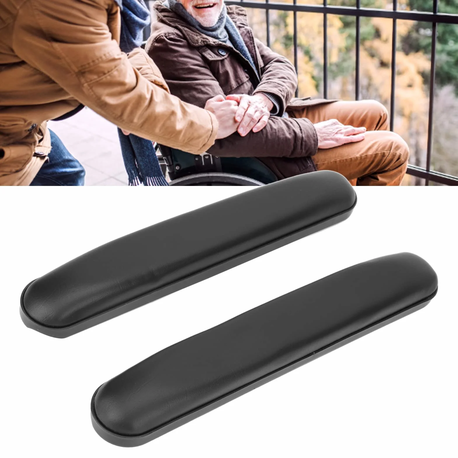 Fyearfly Bracciolo per sedia a rotelle, 1 paio di cuscinetti per braccioli impermeabili resistenti all'usura con viti per sedie a rotelle