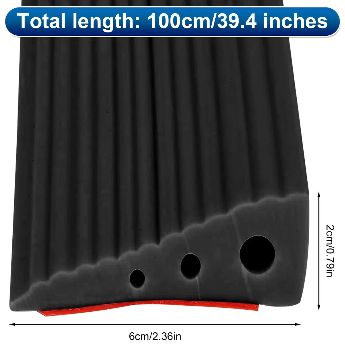 Rampa di Soglia per Porta in TPE, Altezza 2 cm, Carico Max 500 kg, Antiscivolo | per Sedie a Rotelle (Elettriche), Passeggini, Robot Aspirapolvere, Disabili | Design Resistente (Nero, 100x6x2cm)