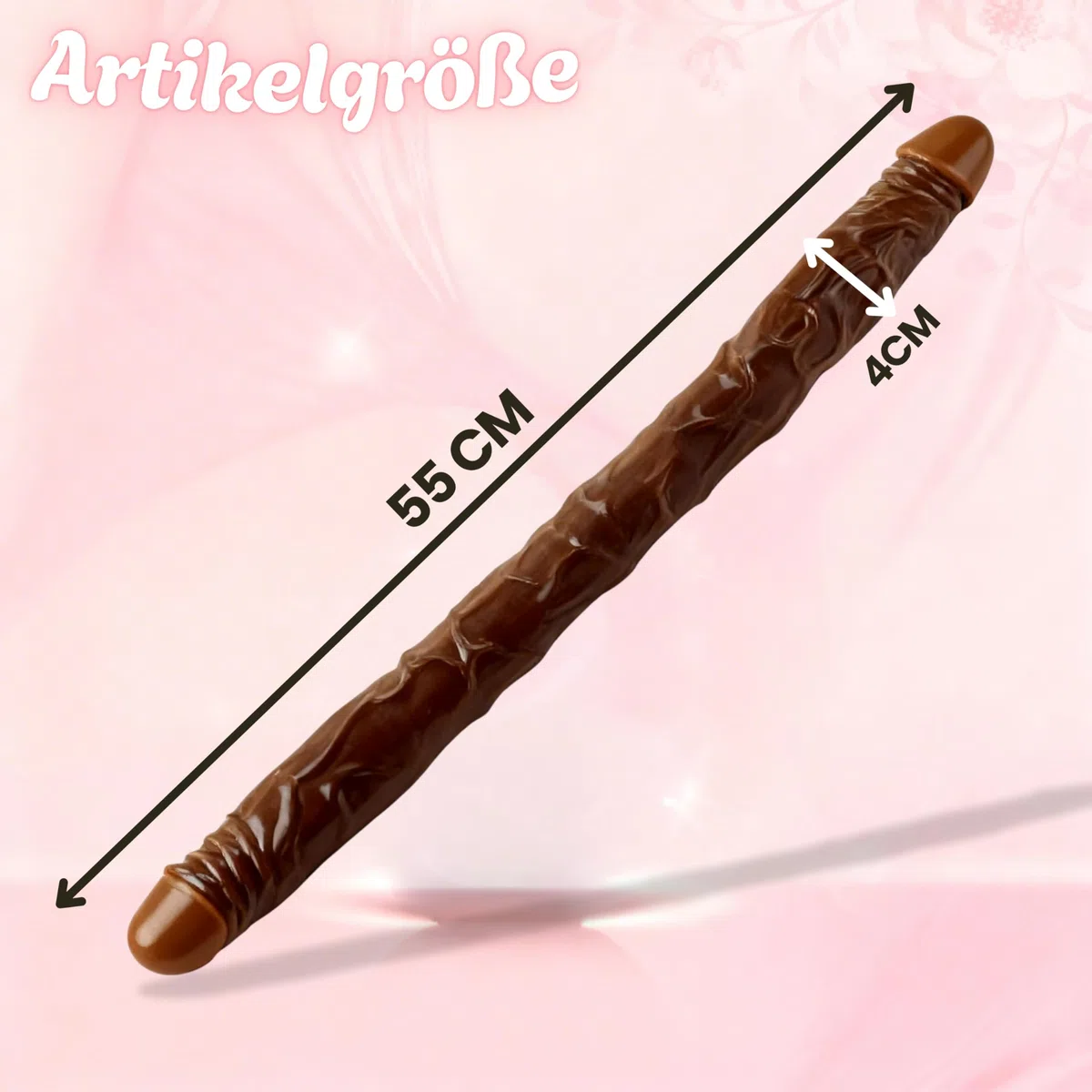 Doppio dildo XXL da 55 cm – doppio dildo extra lungo (Ø 4 cm), design realistico con vene, flessibile, peso massiccio di 600 g, giocattolo a doppio lato per coppie e esperti, marrone D15-7