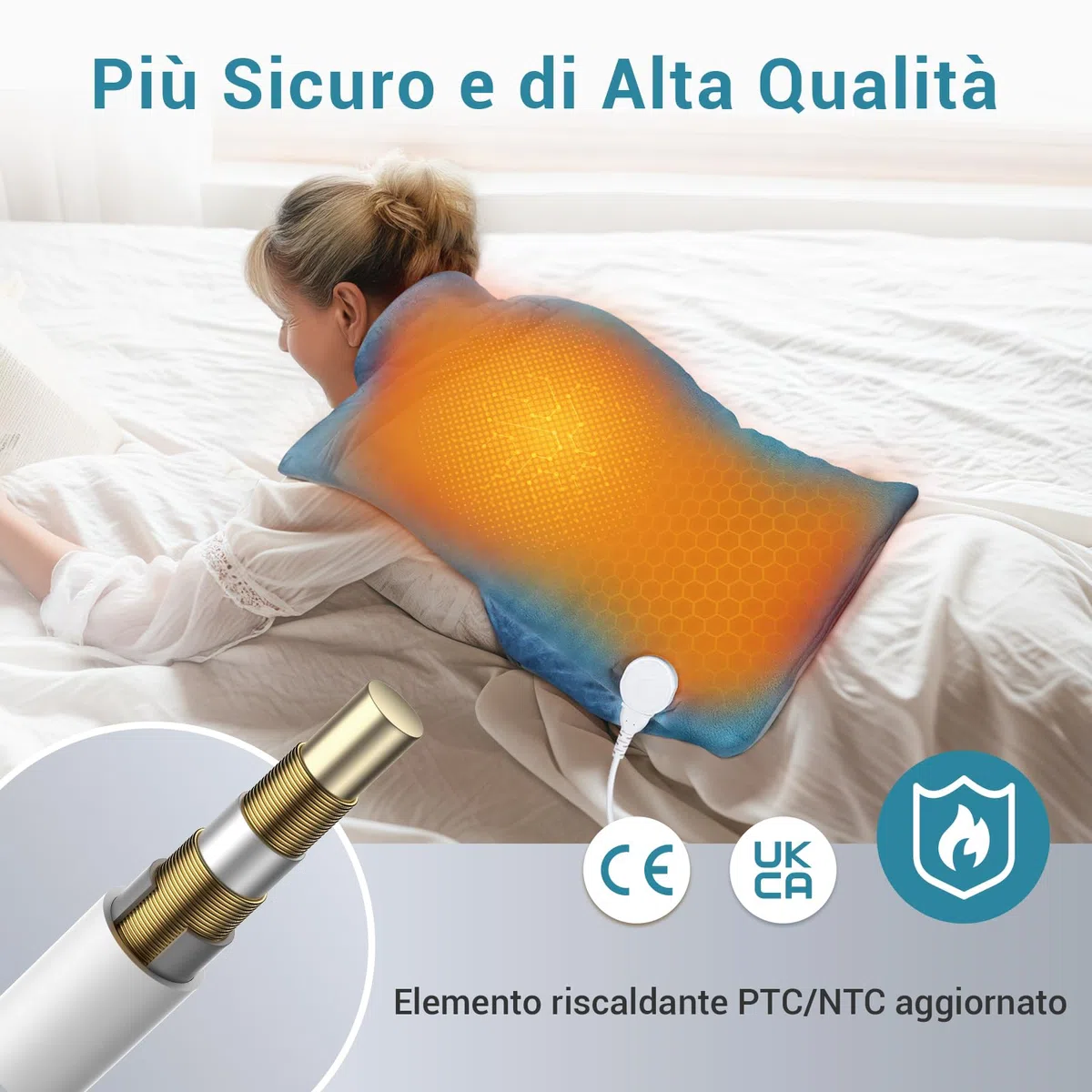 Comfytemp Termoforo Elettrico, Termoforo Ponderato per Schiena, Cervicale e Spalle, 9 Livelli di Riscaldamento, Termoforo Cervicale e Spalle, Cuscino Termico con Spegnimento Automatico, 53x 85cm