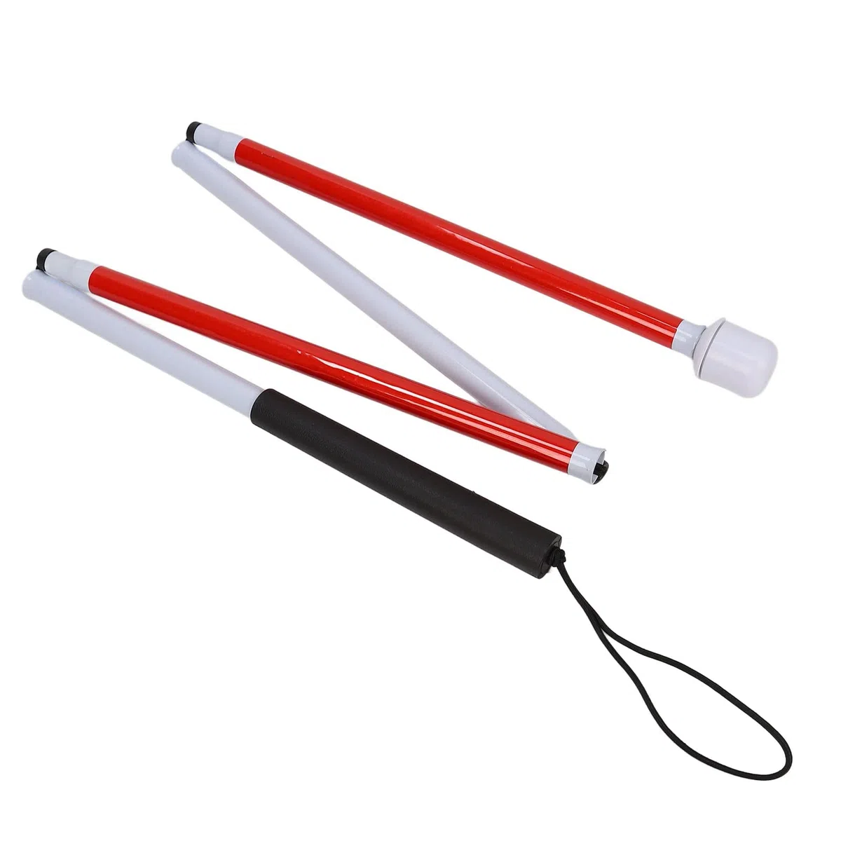 Bastone Cieco Pieghevole, Canna Riflettente in Lega di Alluminio, Bastone Cieco Bianco, Bastone Guida Per Anziani E Non Vedenti,125cm