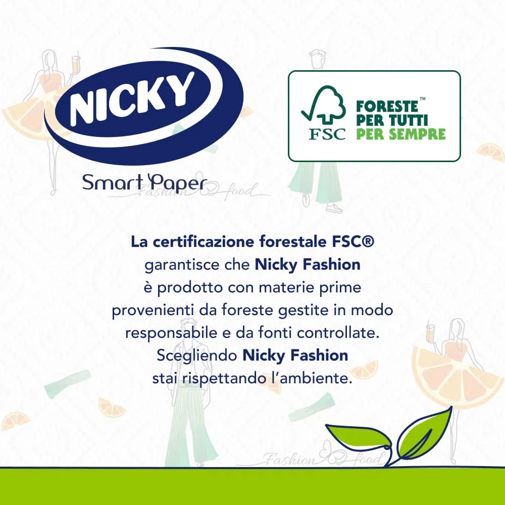 Nicky Fashion - 21 Rotoli di Carta Cucina, 50 Soffici Fogli a 3 Veli, 3 Diverse Fantasie per un Mix&Match in Diversi Colori, Massima Bellezza ed Assorbenza, Carta 100% Certificata FSC