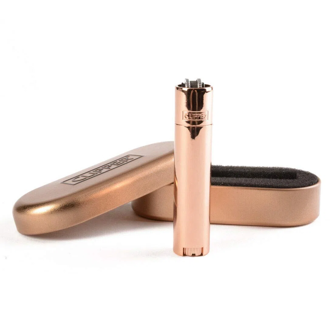 [Edizione Limitata] Oro Rosa Metallo Clipper Accendino con custodia by Lizzy