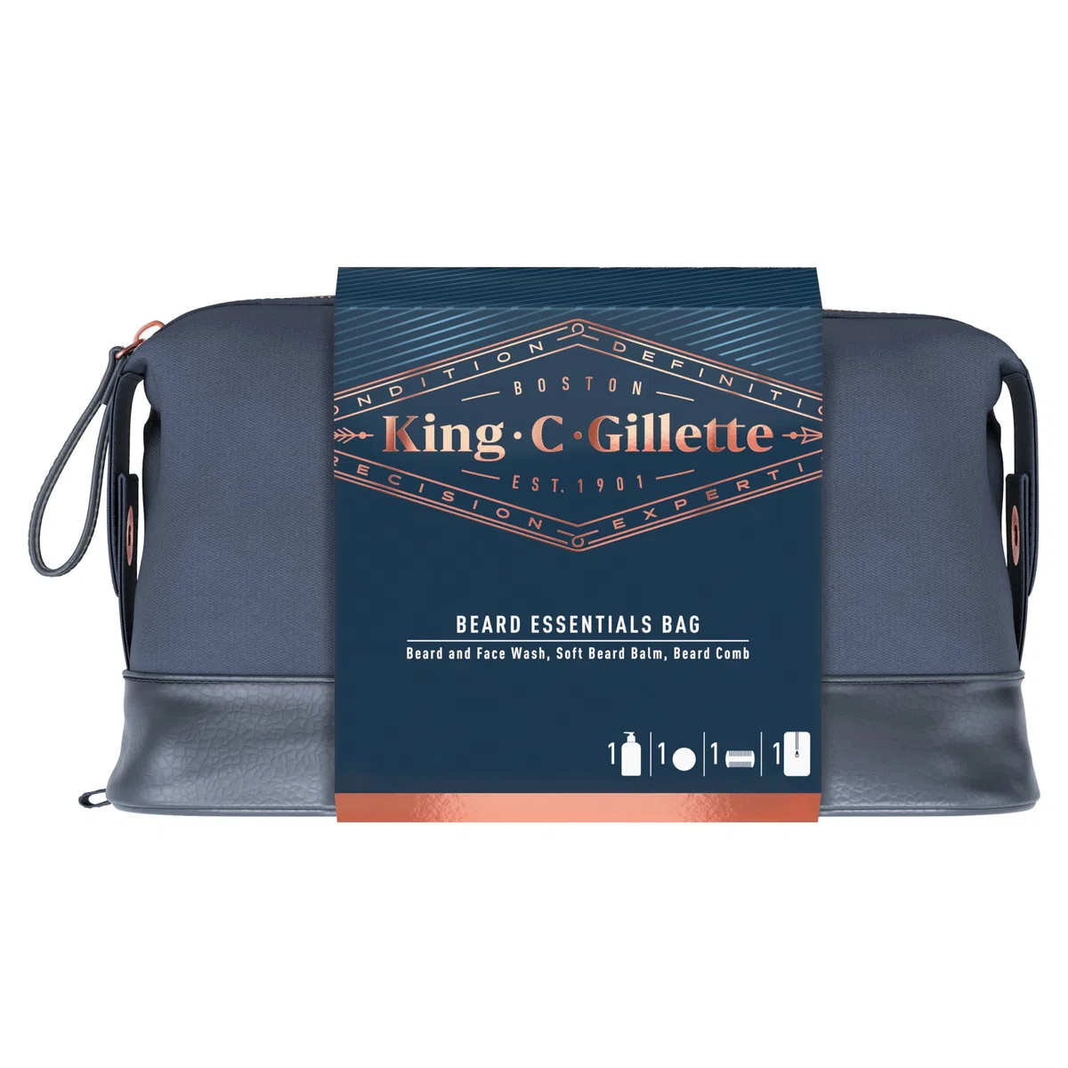 King C. Gillette - Kit per la cura della barba da uomo, per barba e viso + balsamo + pettine, idea regalo per lui/papà