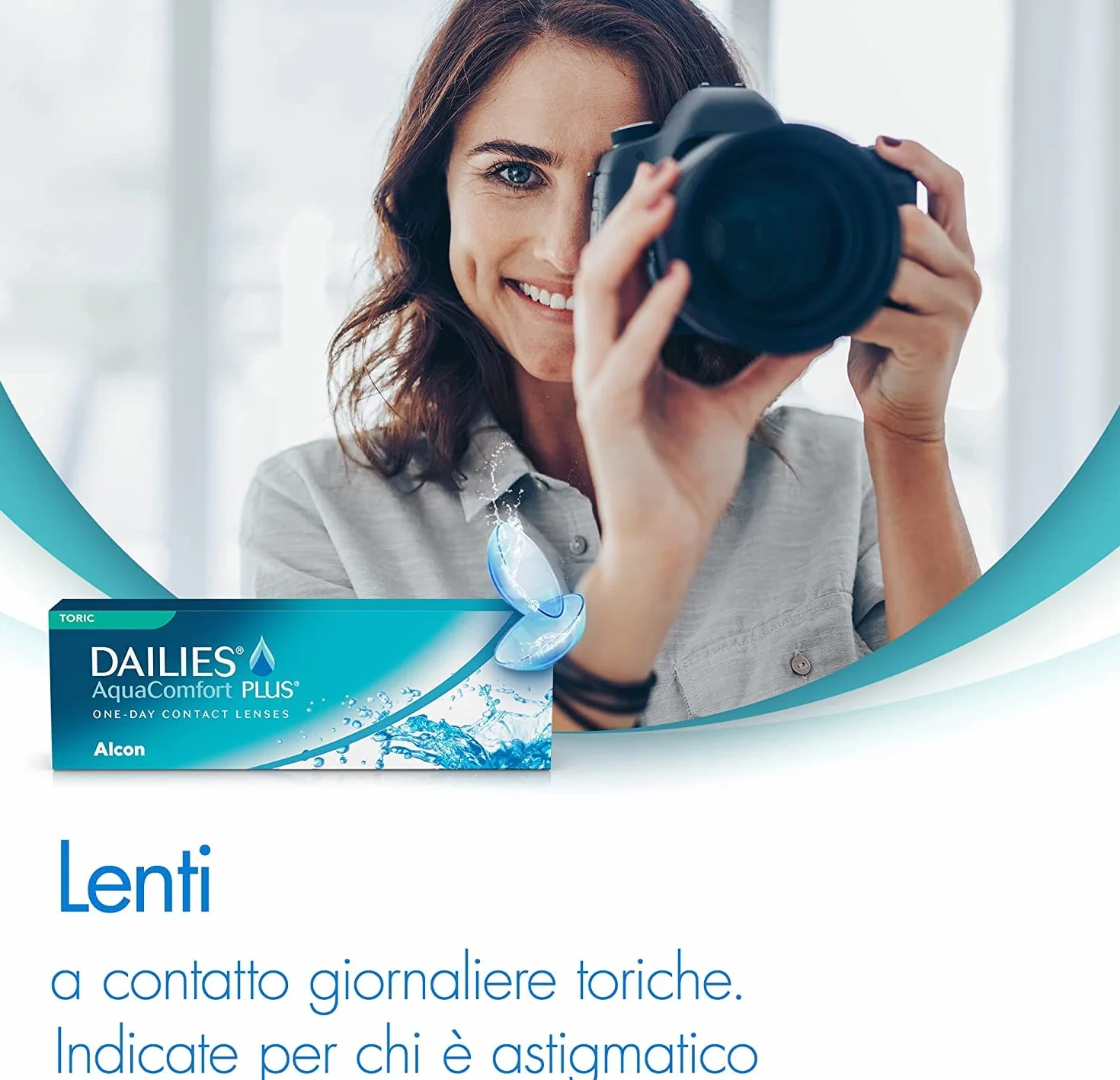 Dailies AquaComfort Plus Toric lenti a contatto giornaliere | 30 lenti | BC 8.8 mm | DIA 14.4 mm | CYL -00.75 | asse 90 | -01.25 diottrie