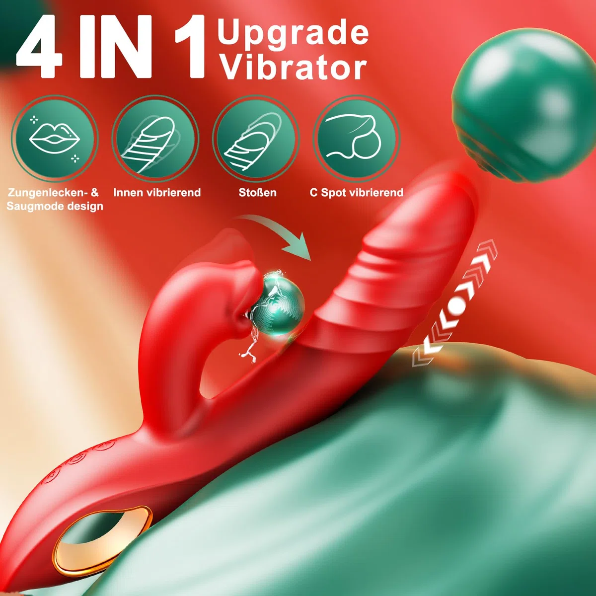Vibratoreper Donna Professionale, Sex Toys, 3 in 1 Vibratore Clitoride, Succhia Clotoride per Donna, 10 Modalità di Vibrazione Integrate, 5 Modalità di Aspirazione, Impermeabile, Rosso