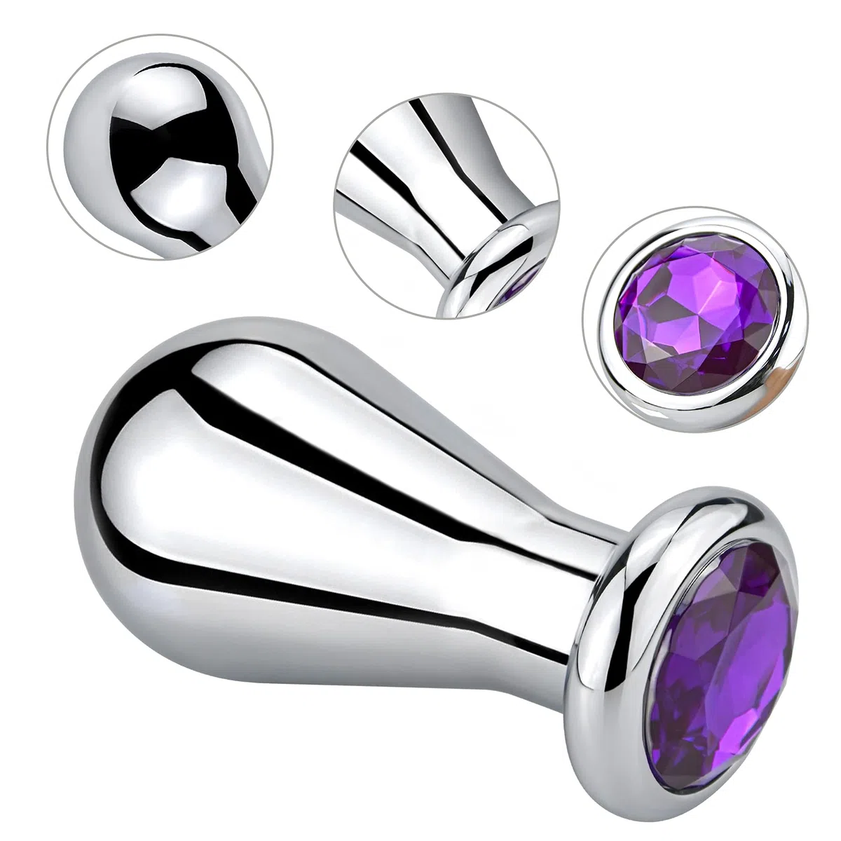 SXOVO Metallo Plug Anale Plug Analesex Toy con Diamante Viola Dilatatore Anale a Bulbo Sesso Anale Butt Plug Sex Toys Uomo Donna Coppie (M)
