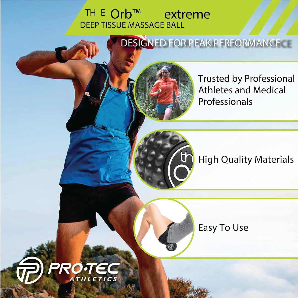 Pro-Tec Athletics The Orb Deep Tissue High Density Massage Ball, 12 cm di Diametro, Blu, Unisex, The Orb Extreme Deep Tissue, Black