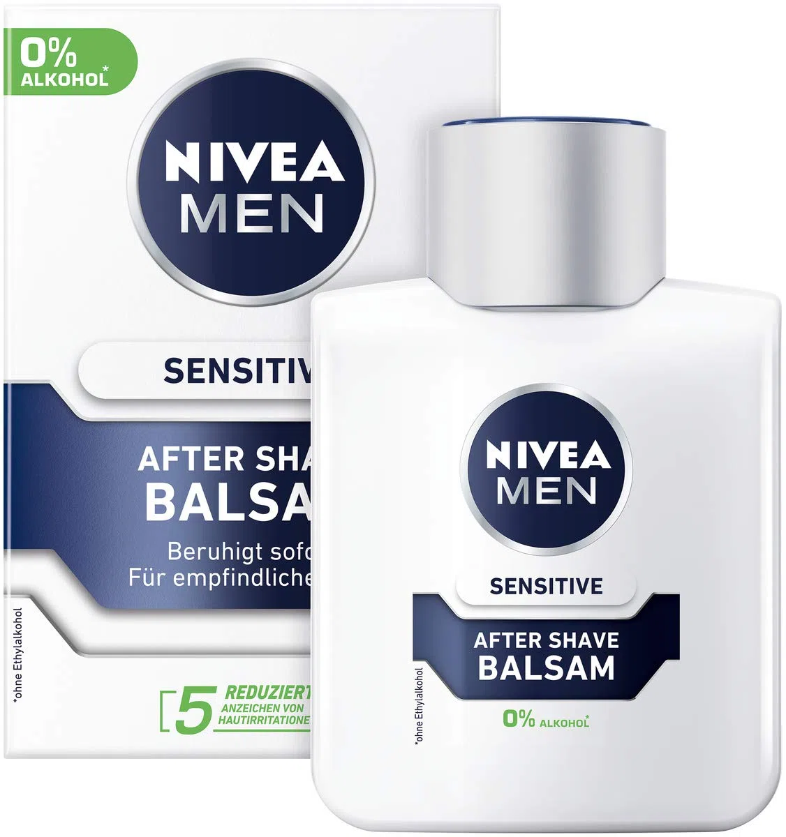 NIVEA MEN Sensitive After Shave Balsamo in confezione da 3 (3 x 100 ml), dopobarba lenitiva, cura della pelle dopo la rasatura con camomilla e vitamina E