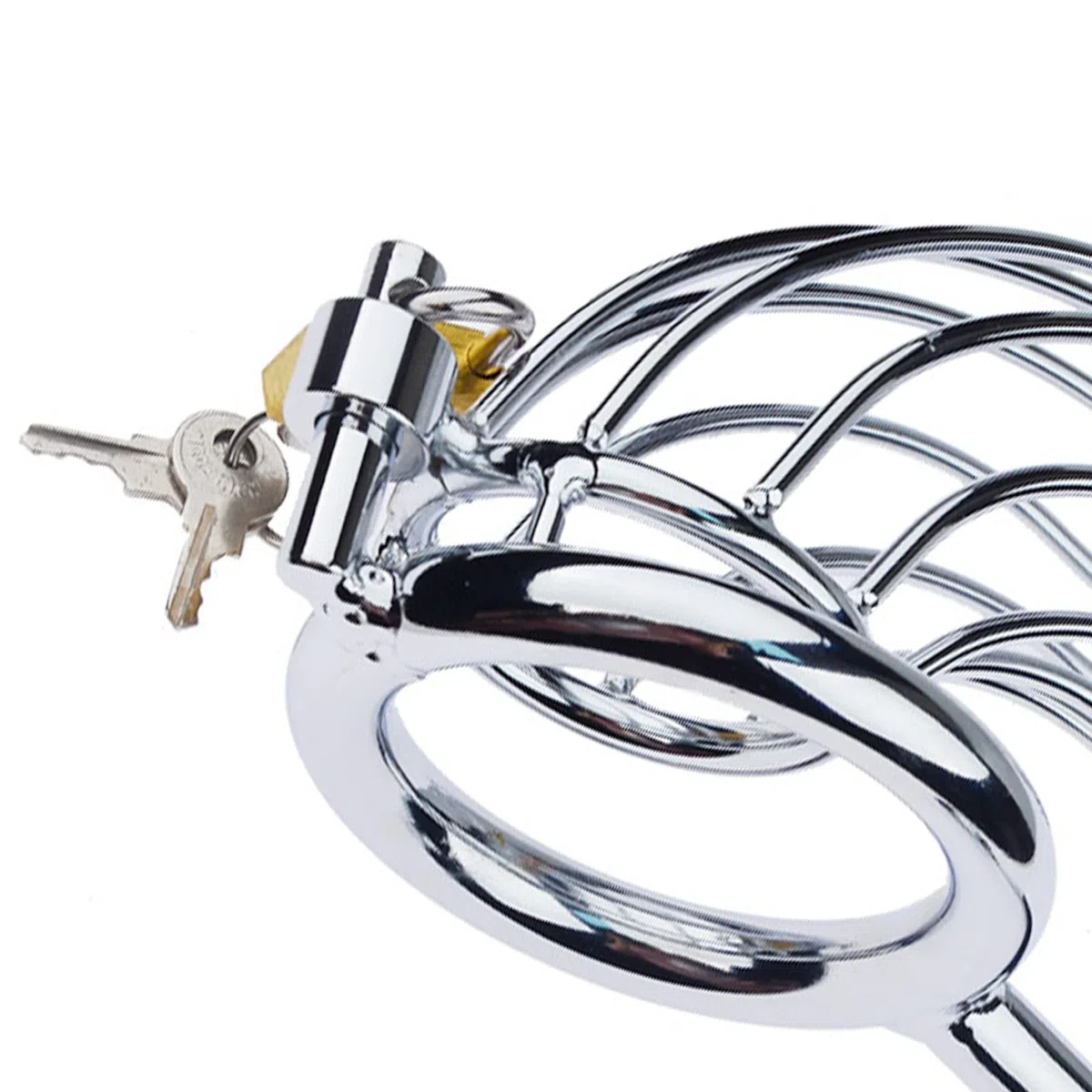 Gabbia per pene in acciaio inossidabile 2 in 1 con anelli per il pene BDSM Gabbia di castità in metallo con gancio anale Cintura di castità per uomo Dispositivo di castità Dilatatori(50mm)