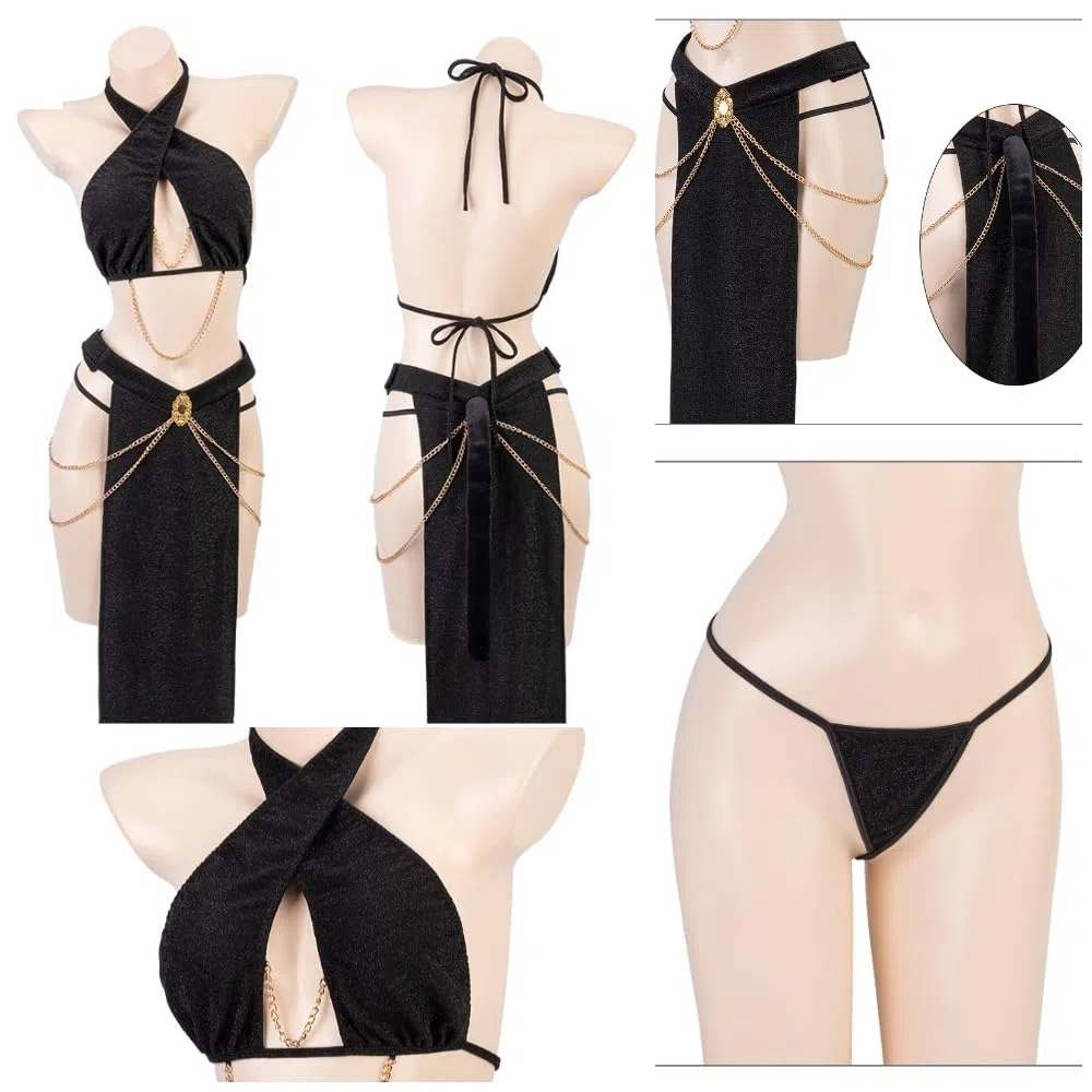 SINROYEE Lingerie sexy da donna, per cosplay, travestimento da cameriera, Halloween, gatto, egiziano o cinese, classico cosplay