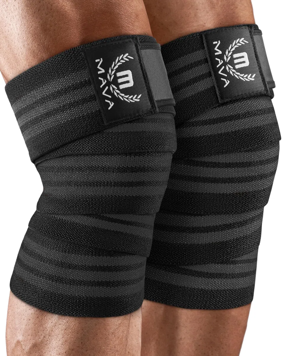 Mava Fasce per Ginocchia (Coppia) per Uomini e Donne - Ginocchiera Sportiva ed Elastica per Palestra - Compressione da 183 cm