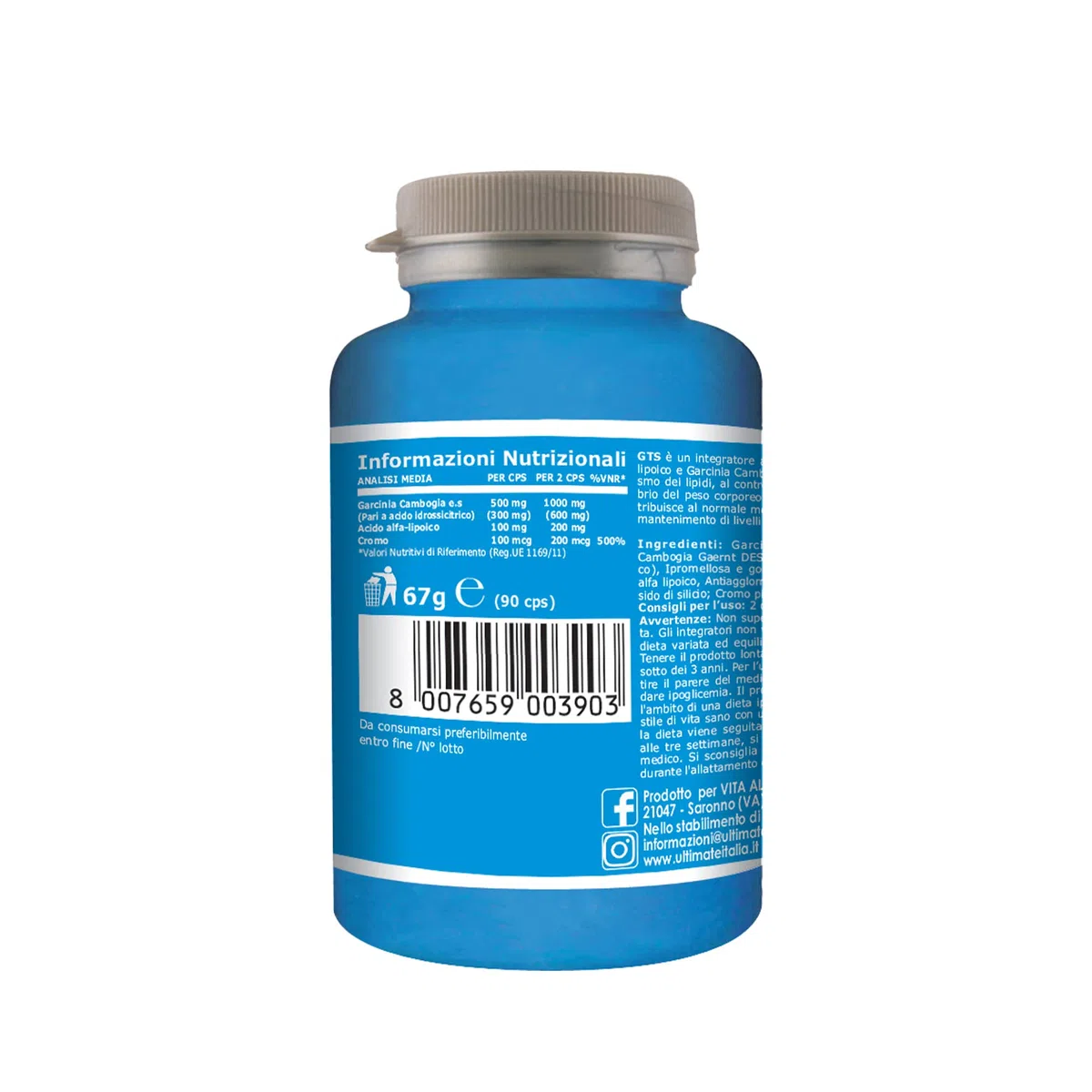 GTS - Integratore Che Contribuisce Al Metabolismo Dei Lipidi, Al Controllo Del Senso Di Fame E All'equilibrio Del Peso Corporeo - Con Acido Alfa Lipoico E Garcinia Cambogia - Ultimate Italia