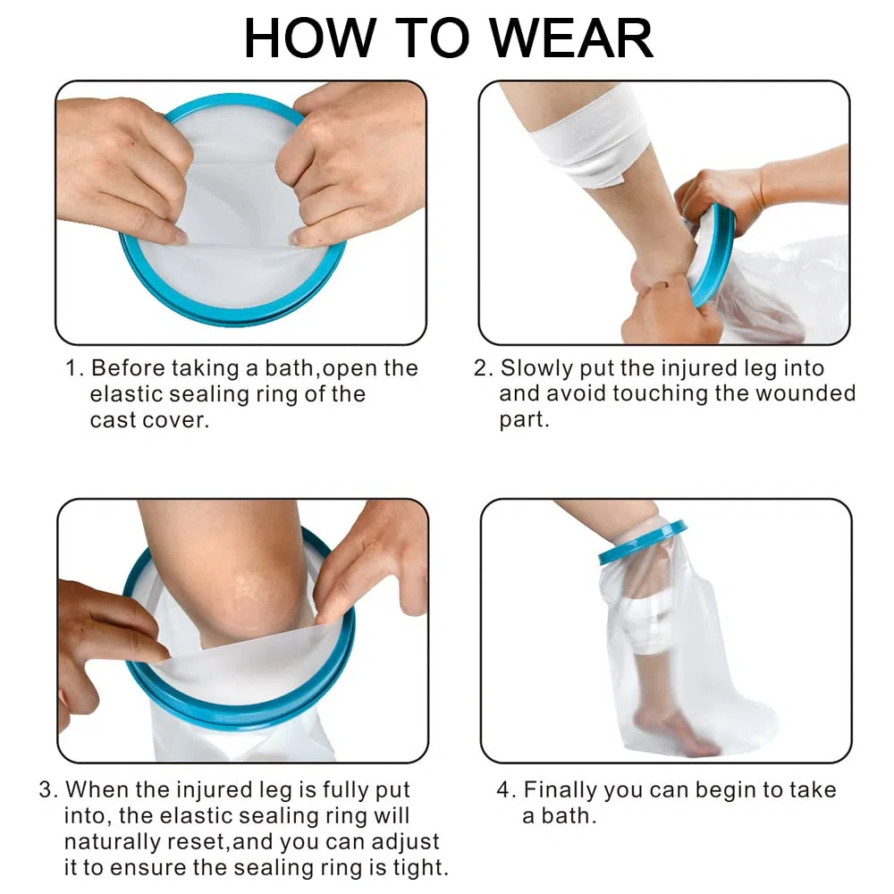 Coprigambe impermeabile per doccia, protezione in plastica stagna, riutilizzabile, per gambe, ginocchio, piede, caviglia, ferita