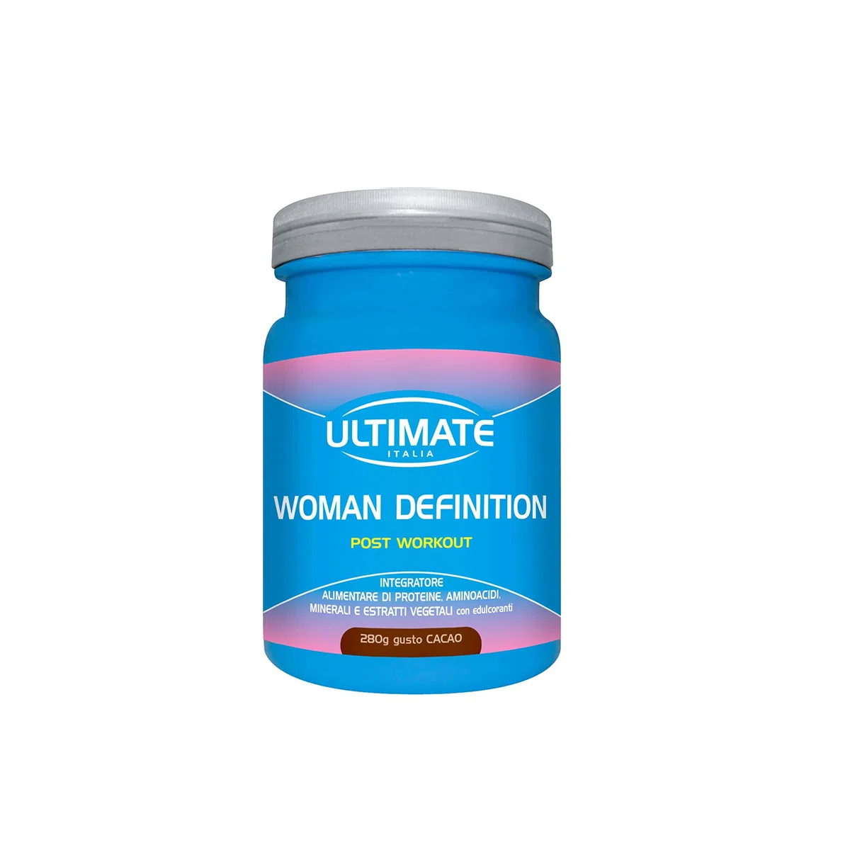 Ultimate Italia - Woman Definition Post Workout - 280g - gusto cacao - integratore per il recupero post allenamento con proteine, aminoacidi, minerali ed estratti vegetali, senza glutine