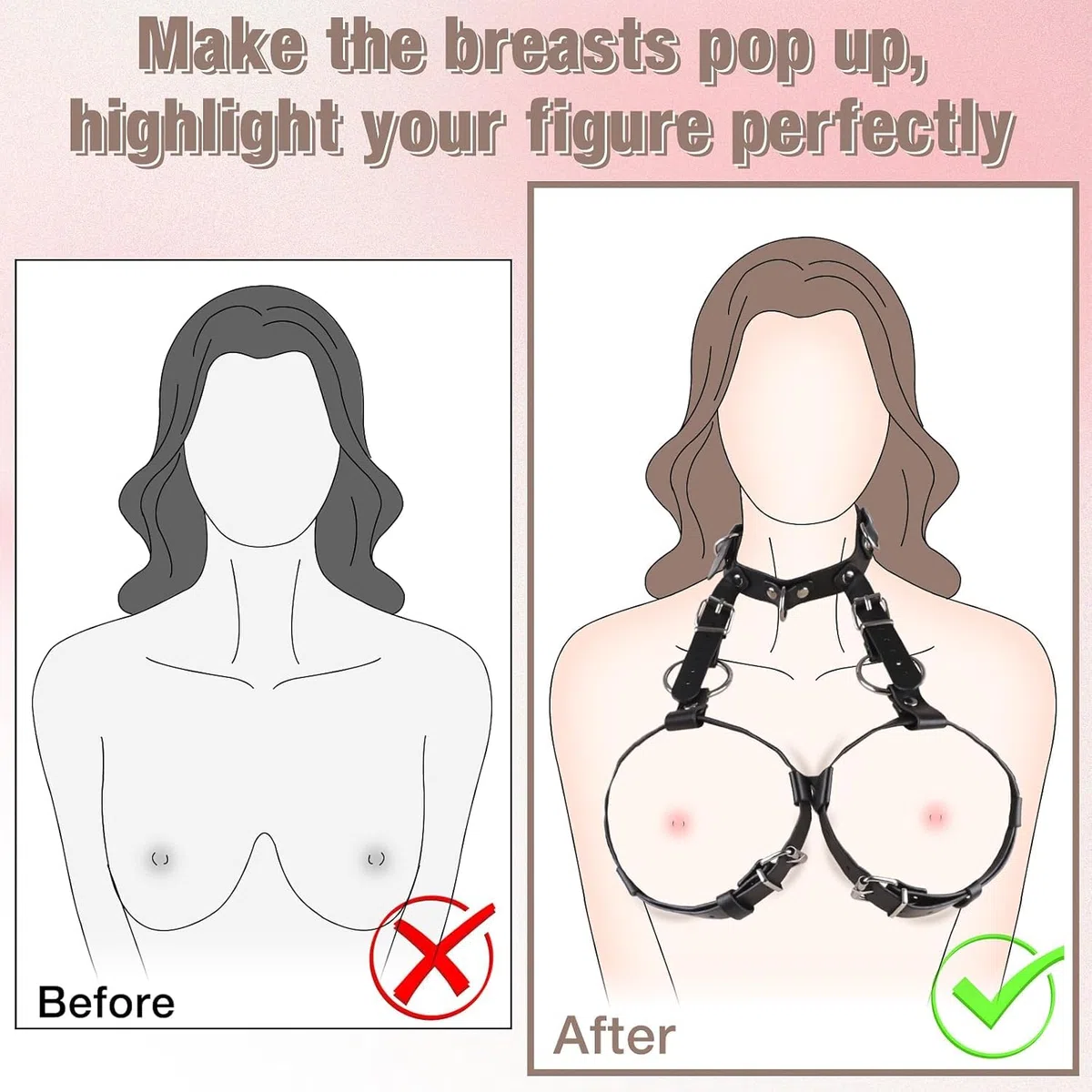 Giocattoli sessuali BDSM Bondage per coppie, set di manette per il seno Sex Bondage, imbracatura per il seno da A a D, giocattoli BDSM estremi per donne, manette, collare, catena di trazione