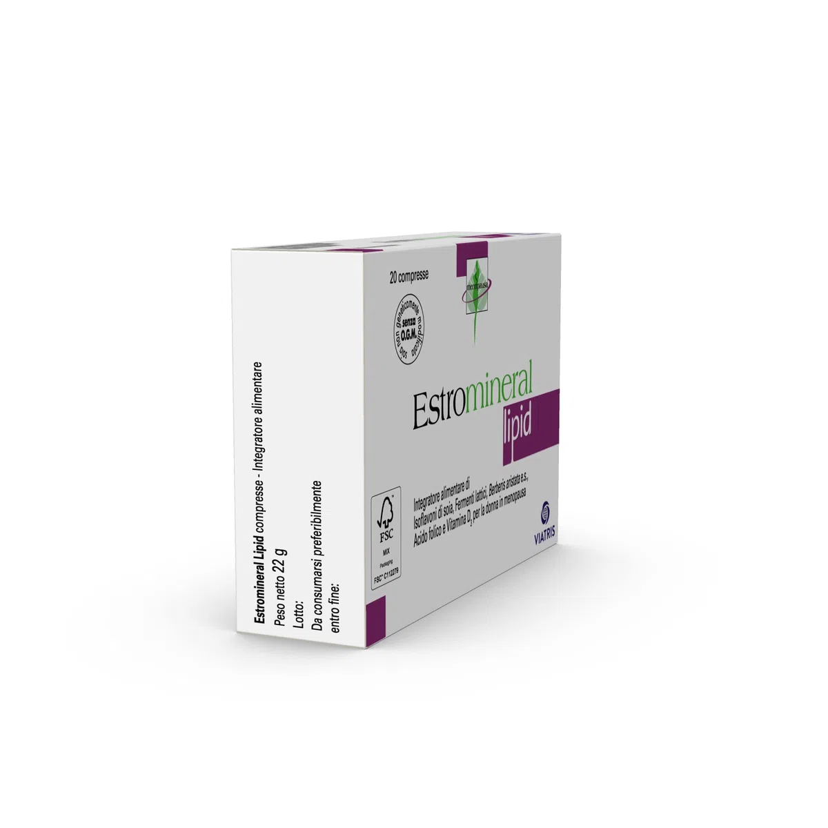 Estromineral Lipid, 20 Compresse, Integratore per Menopausa e Controllo del Colesterolo e Trigliceridi, con Soia, Fermenti Lattici, Berberis, Acido Folico, Calcio, D3. Senza Glutine e Lattosio.