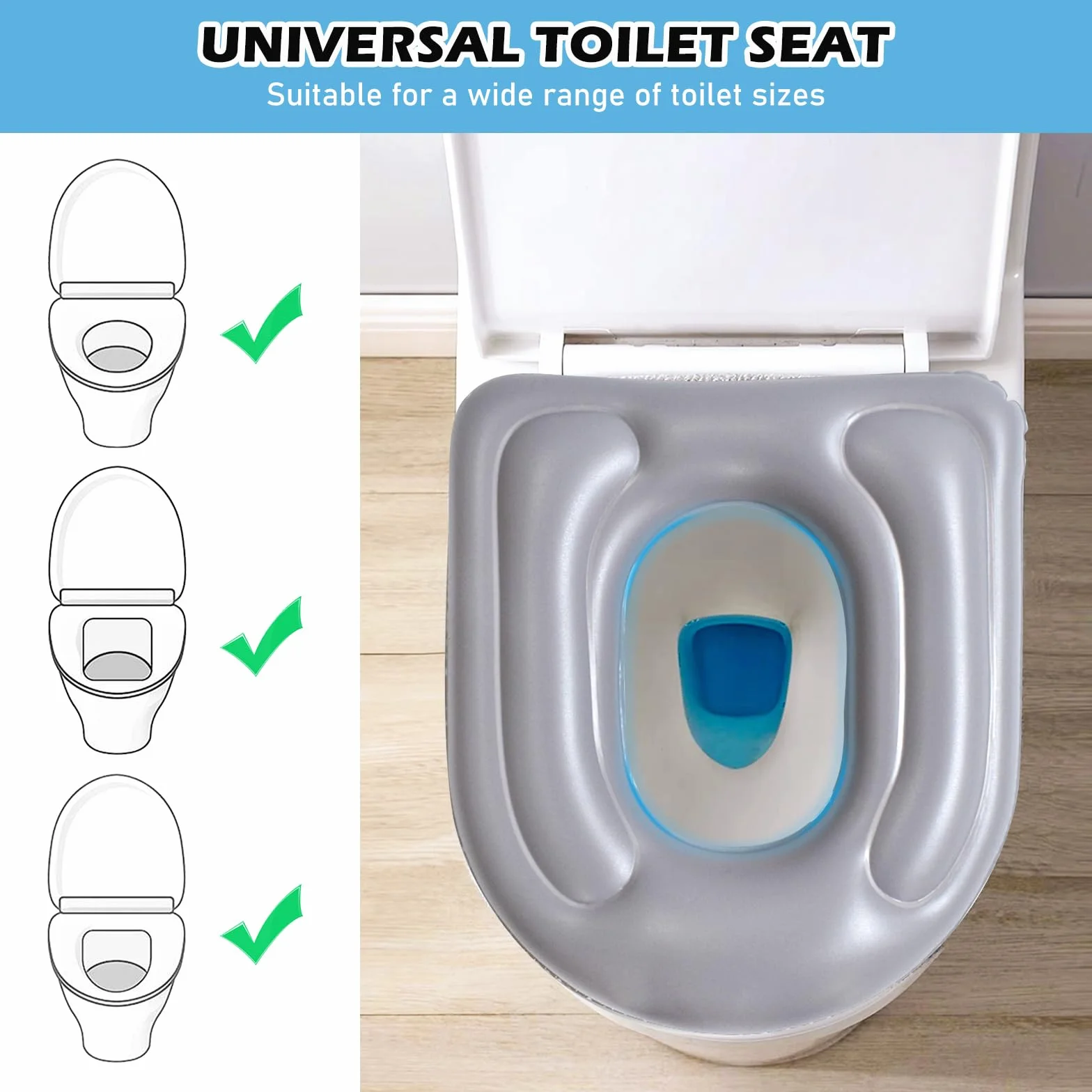 Vegena Cuscino gonfiabile per WC con ventosa, sedile WC regolabile in altezza, impermeabile, per adulti disabili anziani