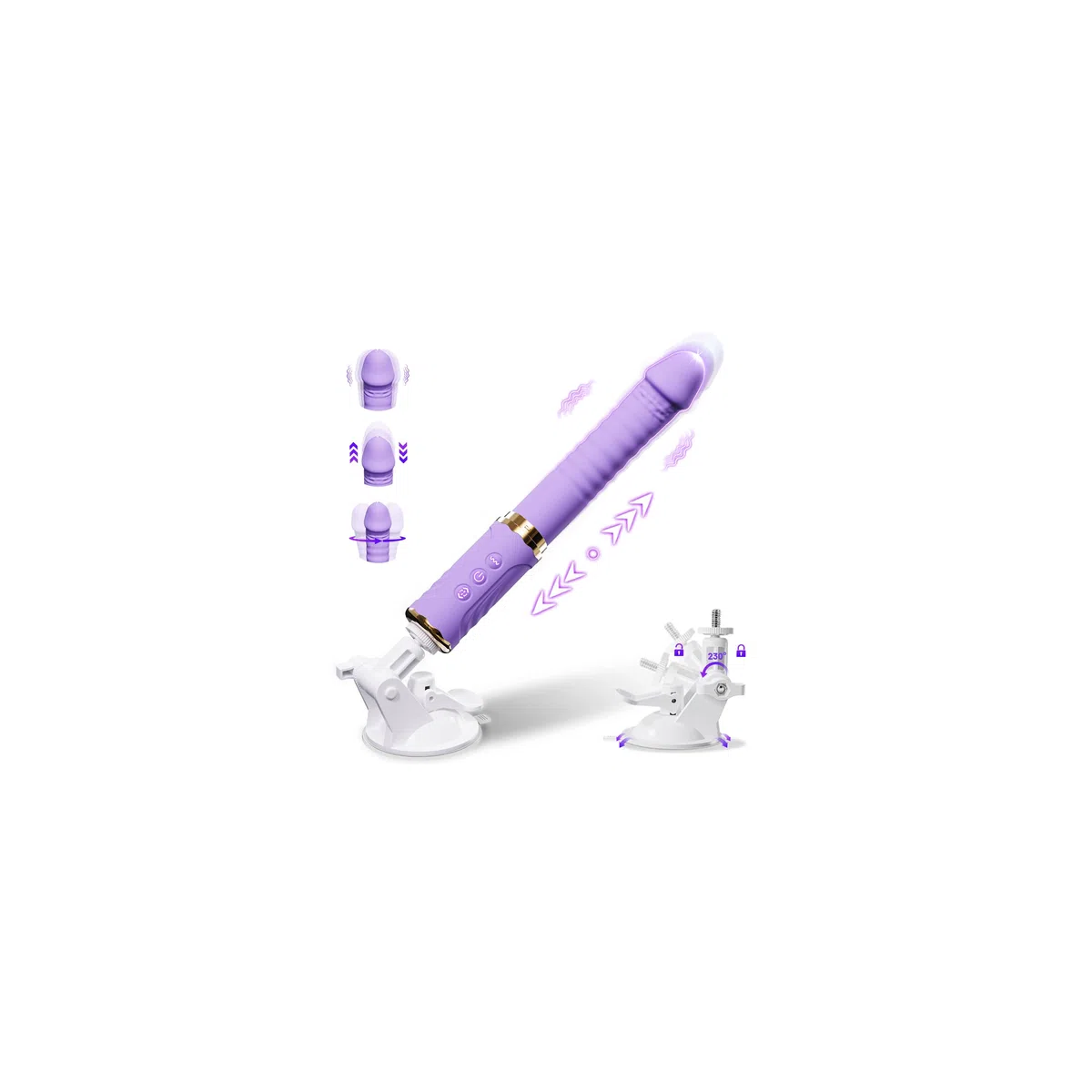 Dildo Vibratoreper Donna Professionale Giocattolo Sessuale a Mani libere Sex Toys 10 Modalità di Spinta e Vibrazione Adatto per la Stimolazione Punto G del Clitoride Anale Ventosa Rimovibile (Viola)