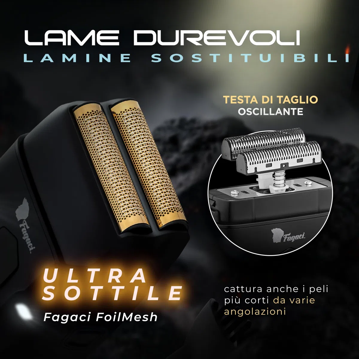 Fagaci Rasoio a Lamina con Rasatura Precisa, Electric Shaver Senza Irritazioni, Rasoio Barba Uomo Elettrico con 8500 giri/min ad Alta Coppia, Shaver Elettrico Barba e Capelli Facile da Pulire