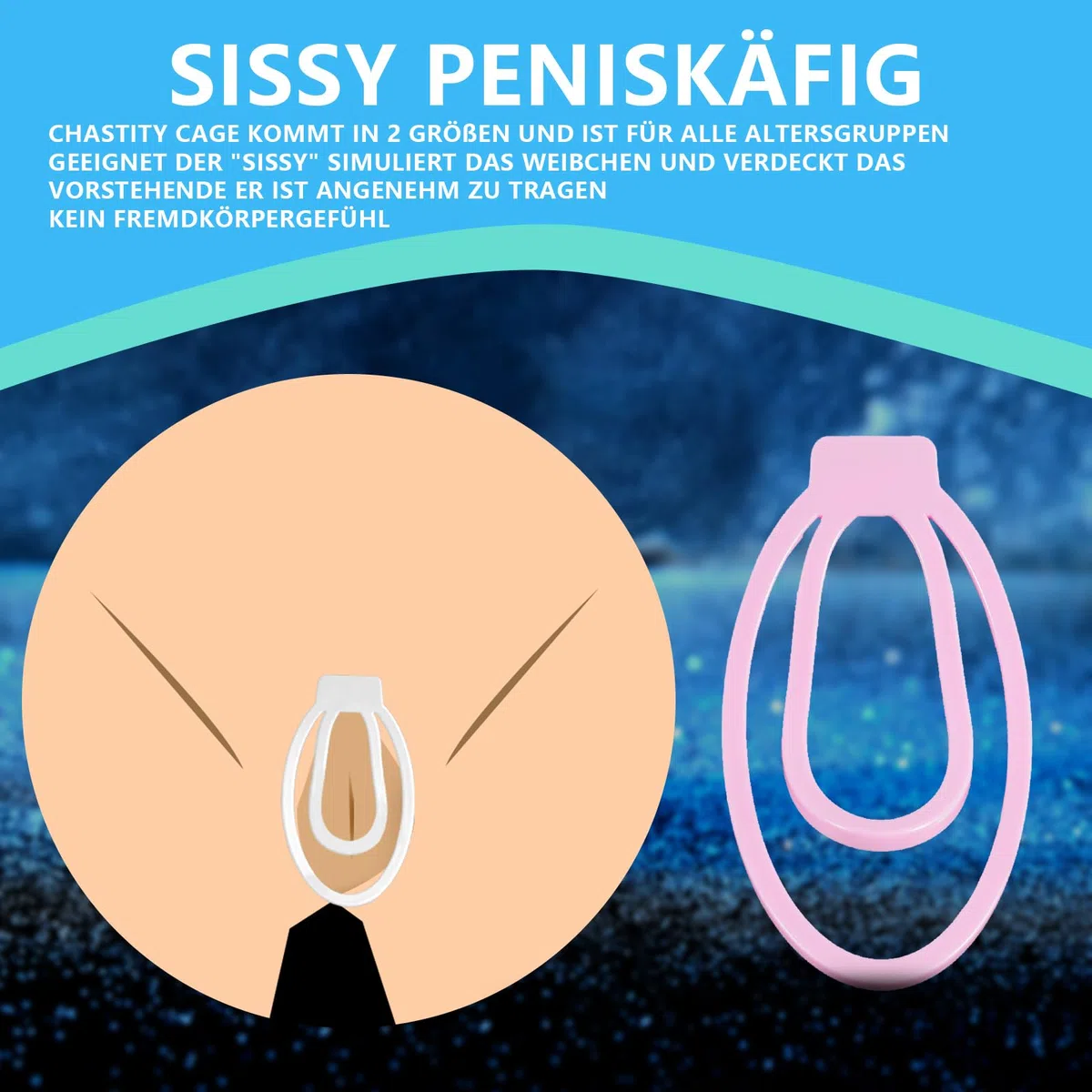 AMAZBEE Uomini imitazione femminile di castità training Scroto Pene Bondage Ring sissy Cage Clip Testicoli Anello di castità Cintura di castità BDSM Gabbia per il cazzo Giocattoli del sesso (Pink-L)