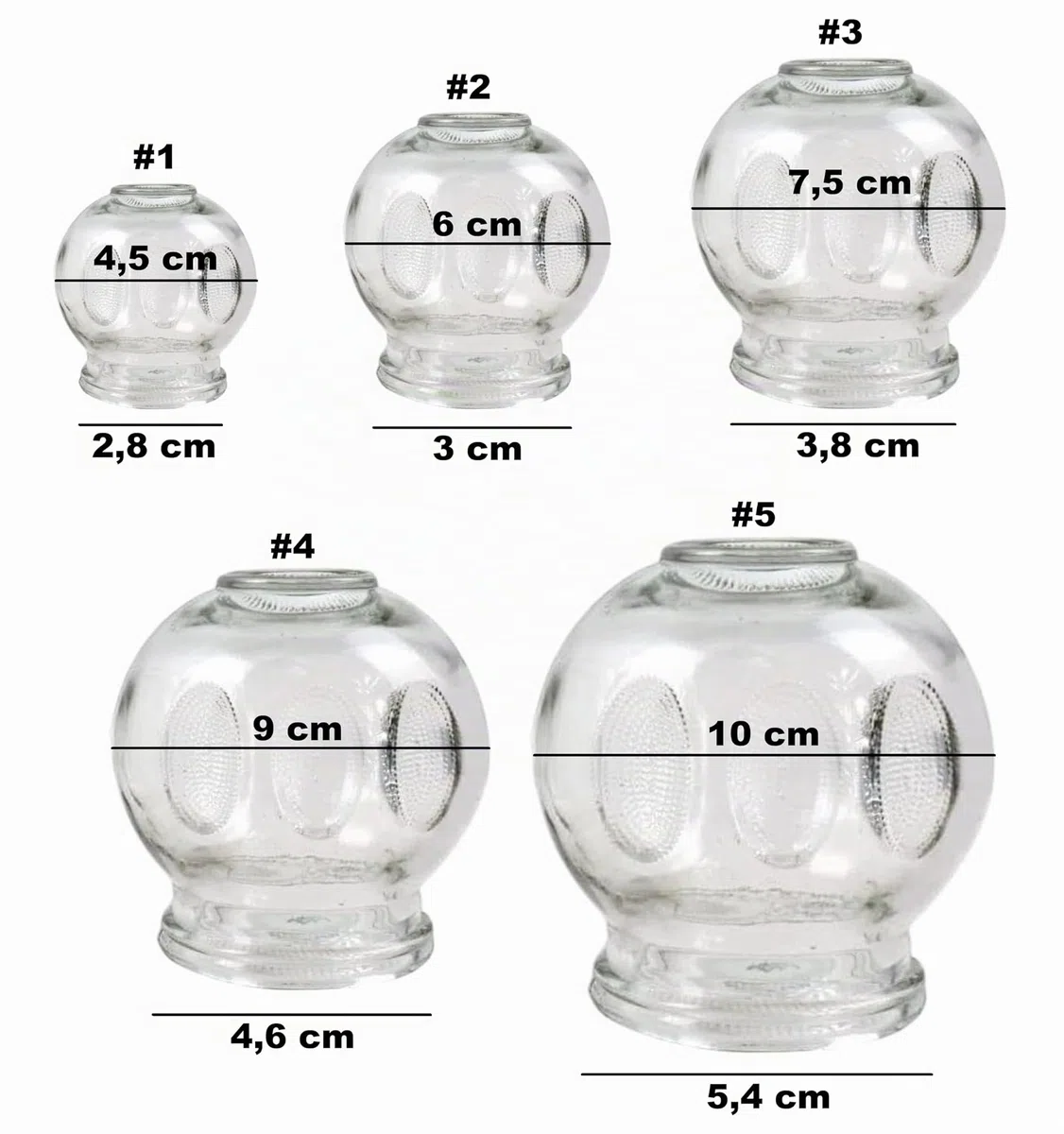 Set di coppette in vetro, coppette per il fuoco, massaggio sottovuoto per il rilassamento muscolare e il sollievo dal dolore, coppettazione Hijama Hacamat, terapia, Cupping Banki (12 pezzi, 4,5 cm)
