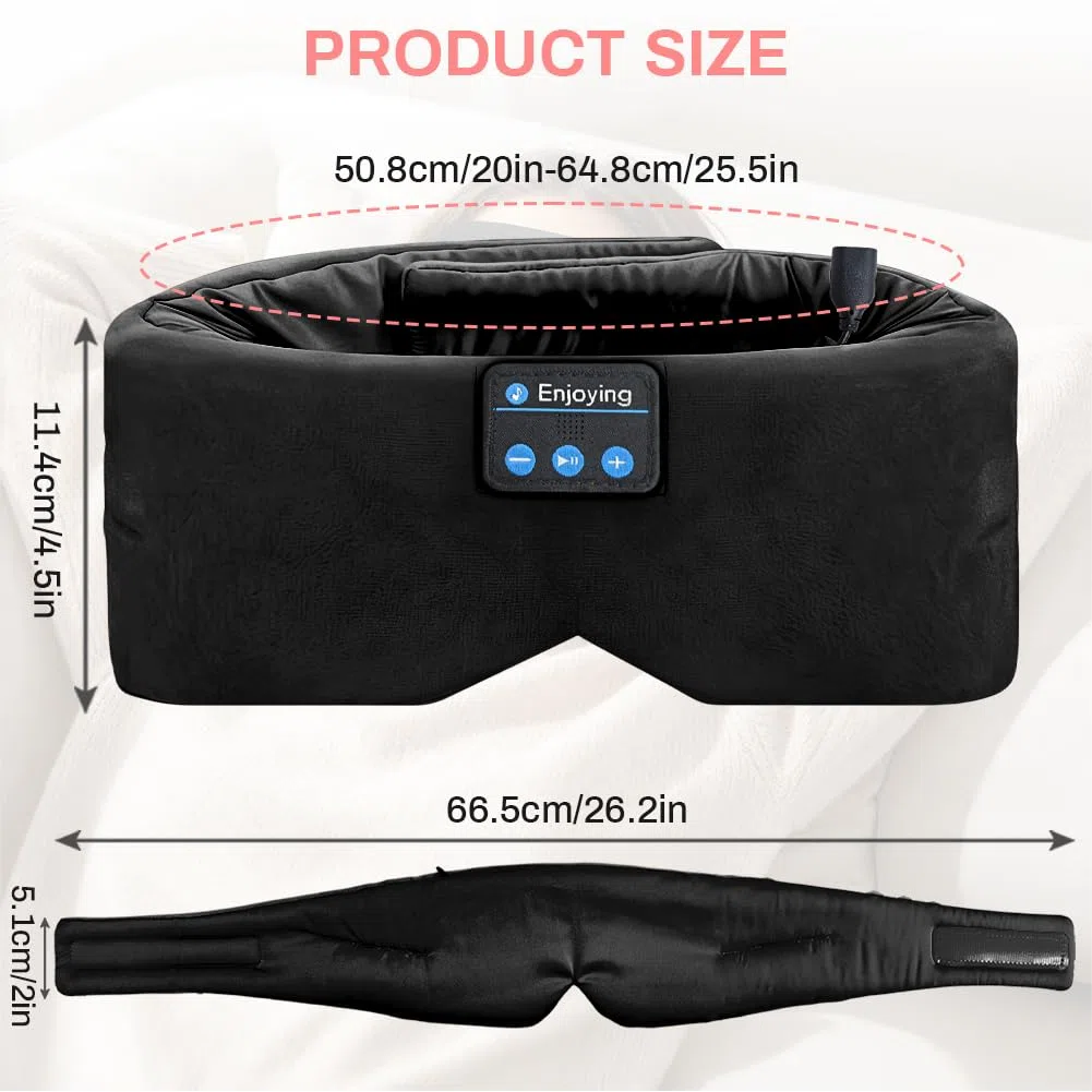Flintronic Mascherina per Dormire con Cuffie Bluetooth, Mascherina per Dormire in Seta e Fascia, Maschera Occhi per Dormire per Bloccare la Luce, per il Sonno, Viaggi, Pisolino, Meditazione
