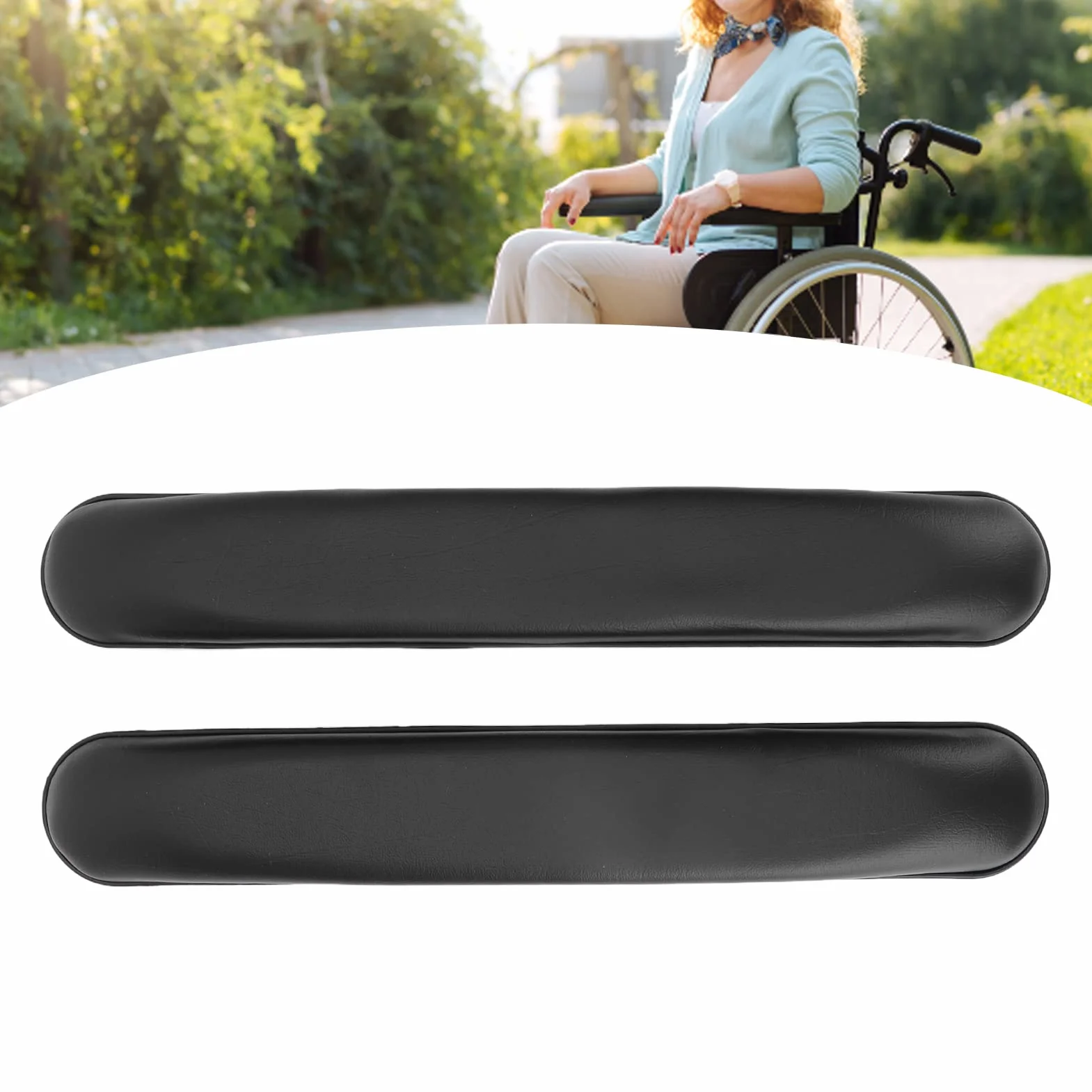 Fyearfly Bracciolo per sedia a rotelle, 1 paio di cuscinetti per braccioli impermeabili resistenti all'usura con viti per sedie a rotelle