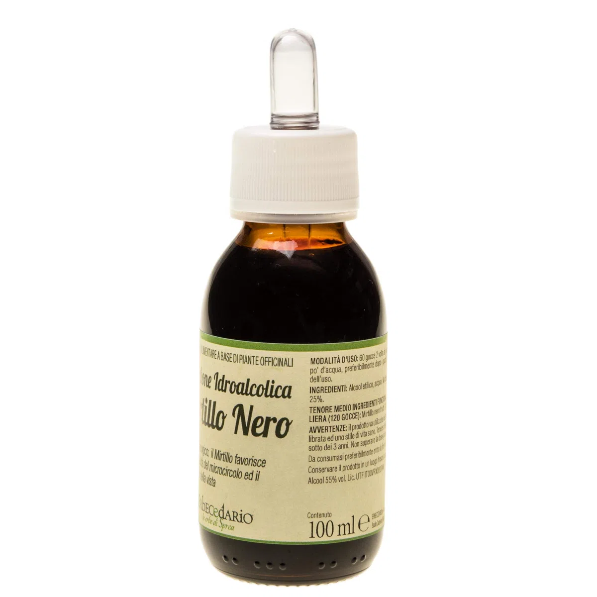 Tintura Madre Mirtillo Nero Erbecedario, Per Il Benessere Di Occhi e Vista E Del Microcircolo, Ricco di Vitamina C per Gambe più Leggere, Integratore Gambe Gonfie E Pesanti, 1 Flacone 100ml In Gocce