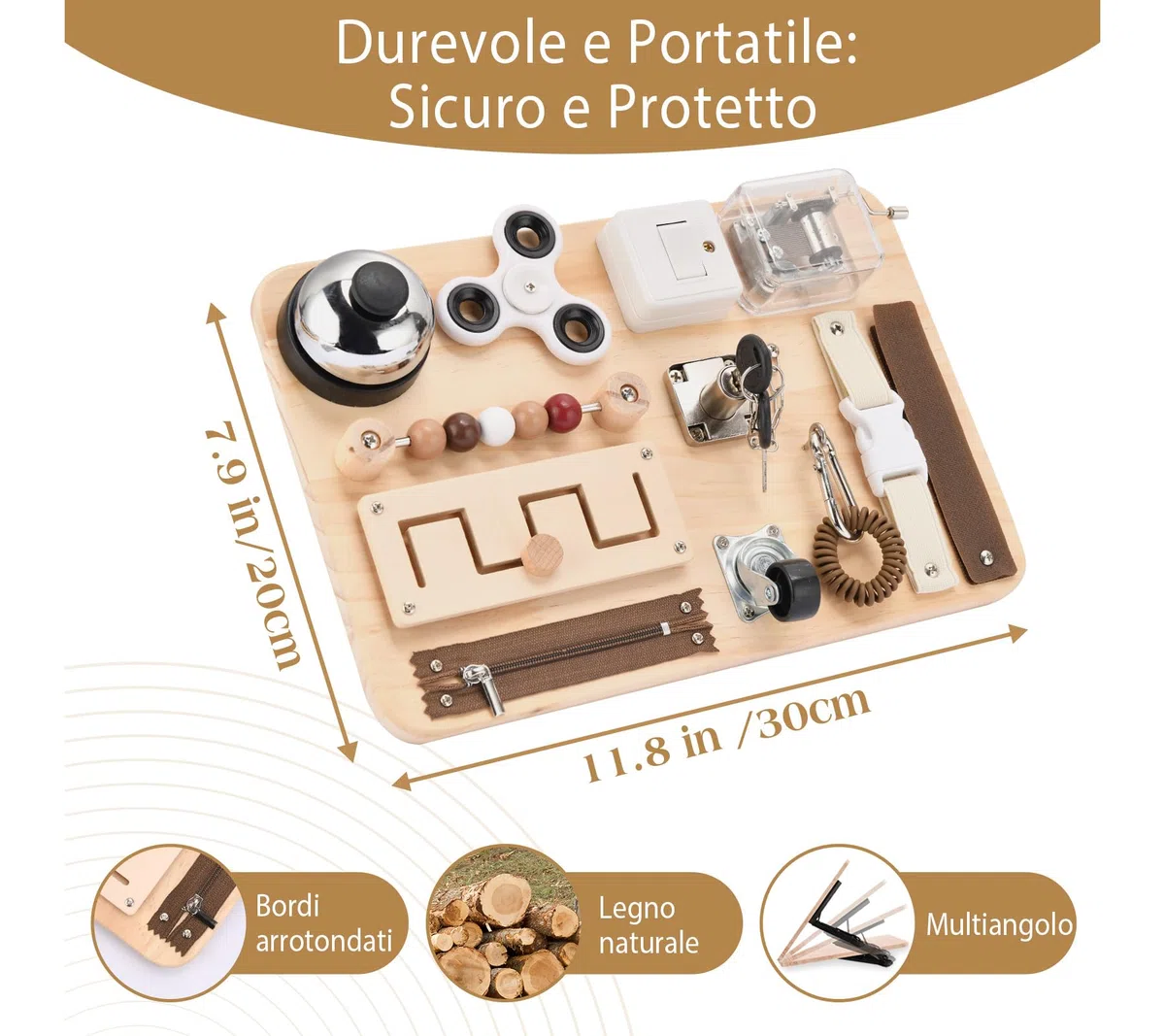 potatomato Busy Board sensoriale per Adulti – attività per Anziani con Alzheimer e demenza – Gioco Montessori Contro ADHD, ansia e autismo – Tavola motoria e di Memoria – Regalo da Viaggio