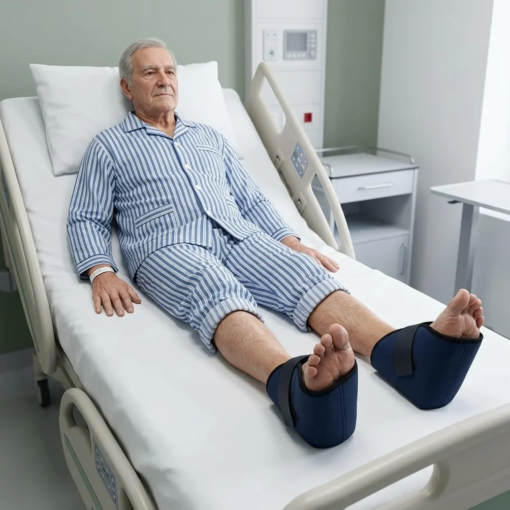 Talloniere Antidecubito – Coppia di Protettori per Tallone, Piede o Gomito per la Prevenzione di Piaghe e Ulcere da Pressione – Uso Quotidiano a Letto o su Sedia a Rotelle, Blu Marino