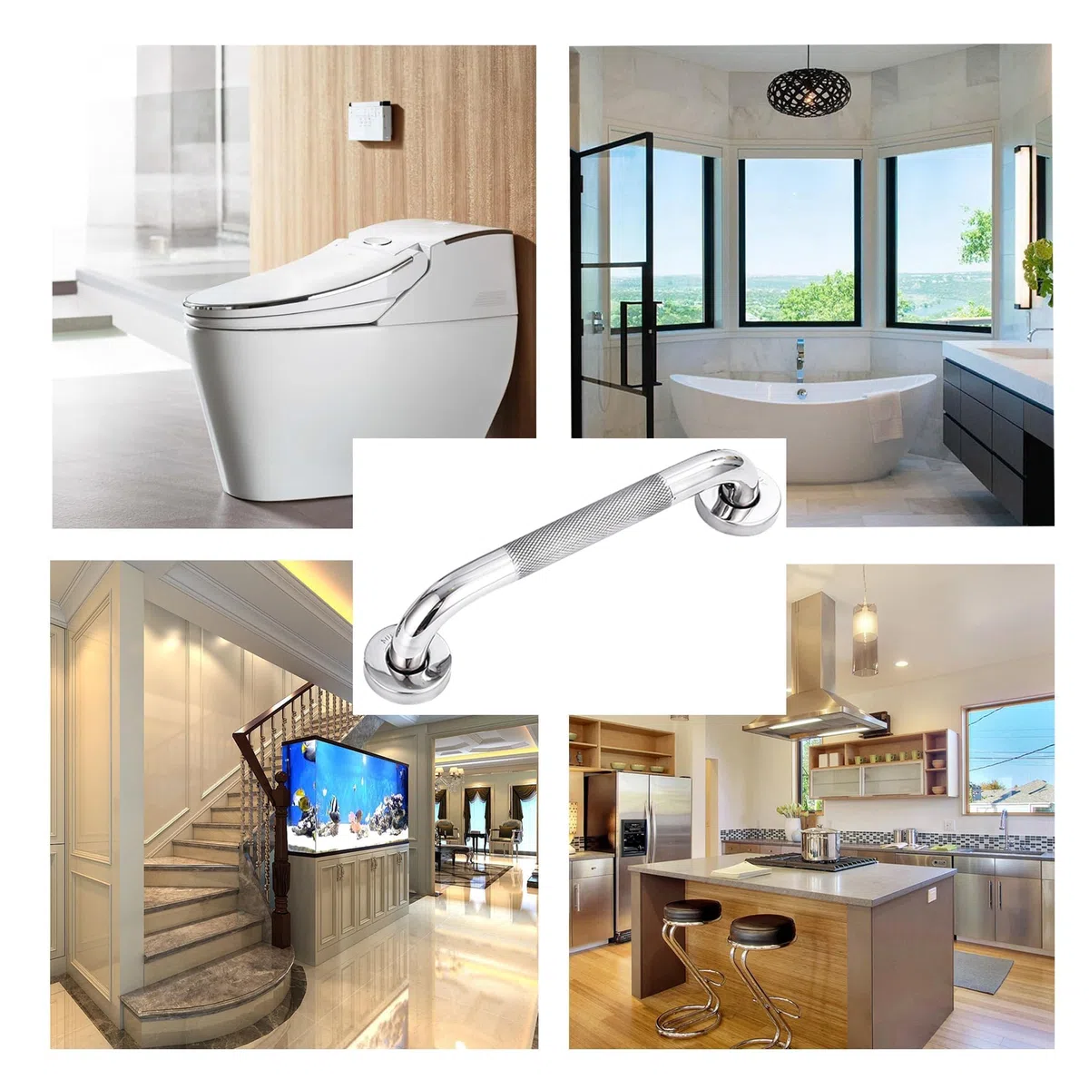 Set di 2 Barra di Sostegno per Bagno, 30 cm Maniglia da Bagno Antiscivolo in Acciaio Inox 304, Maniglia di Sicurezza, Maniglia Ausiliaria per Cucina, Camera da Letto,Vasca da Bagno, Doccia