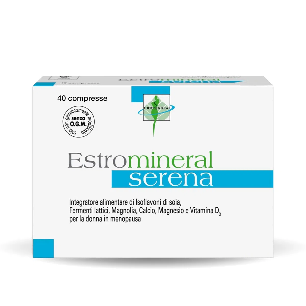 Estromineral Serena, 40 Compresse, Integratore Menopausa con Isoflavoni di Soia, Fermenti Lattici, Magnolia, Calcio, Magnesio e Vitamina D3, Senza Glutine e Senza Lattosio