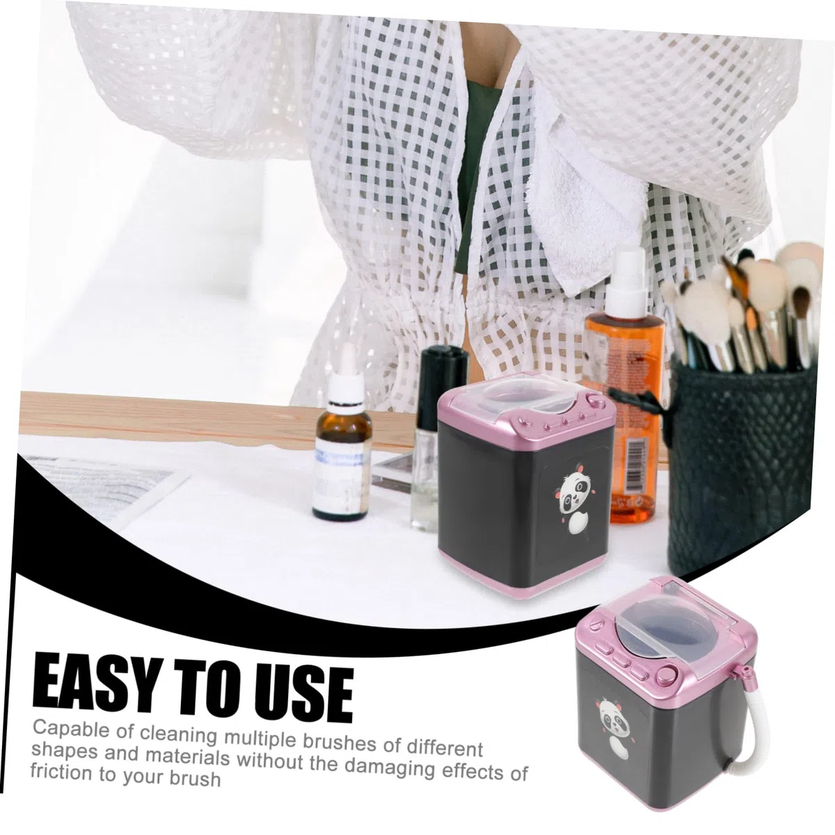 Pulitore Elettrico per Pennelli da Trucco in Plastico Funzione di Pulizia Profonda per Strumenti Cosmetici, per Lavaggio Pennelli e Spugnette Trucco Elettrico