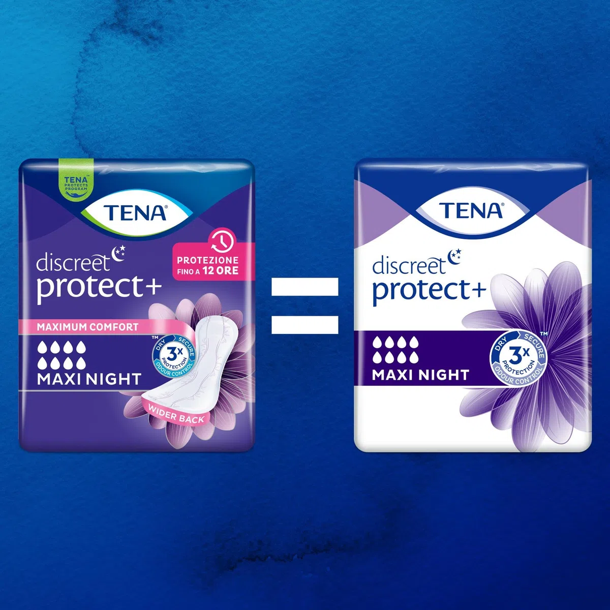 TENA Discreet Maxi Night Pacco Scorta Mensile - Assorbenti per perdite urinarie femminili, discreti e confortevoli, 8 confezioni x 6 pezzi