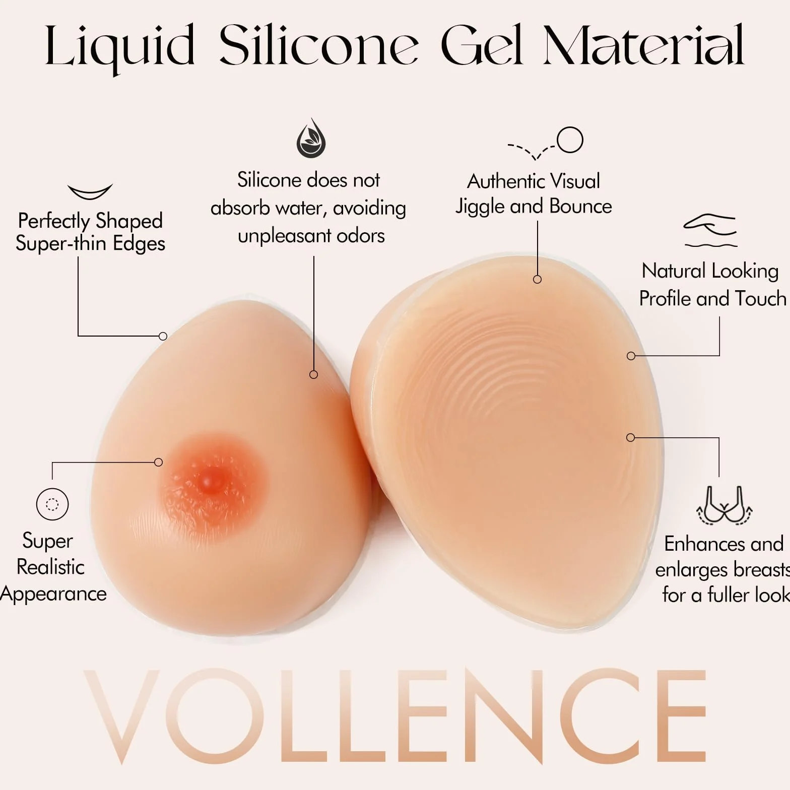 Vollence E berretto in silicone Breast Shape falso Boobs concavo reggiseno cuscino mastectomia transgender cosplay travestito - nudo