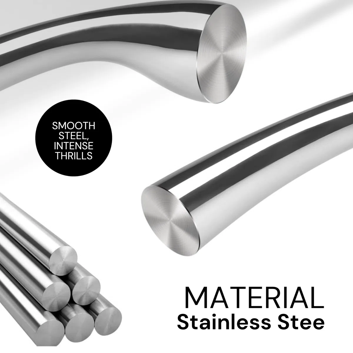 Dildo Anale Acciaio Inox 21 cm 515 g – Doppio Plug Anale ⌀2,5-3 cm – Stimolatore Prostata Estremo per Coppie FOPS A138