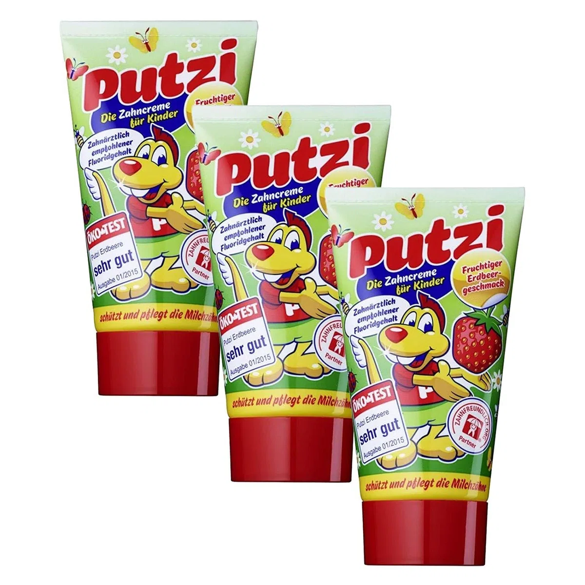 Dentifricio alla fragola 50ml, confezione da 3 (3x 50ml)