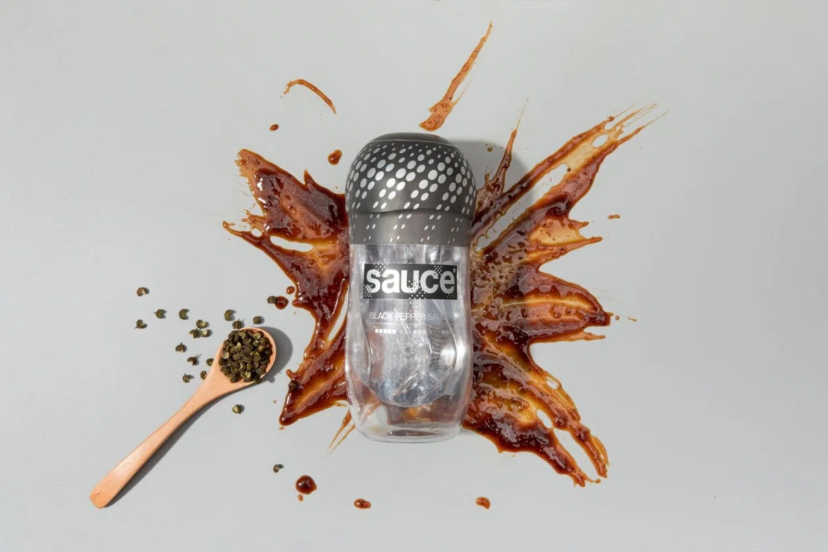 Sauce Black Pepper Salse Cup Masturbatore Custodia, trasparente, Ø 6,8 x 16 cm