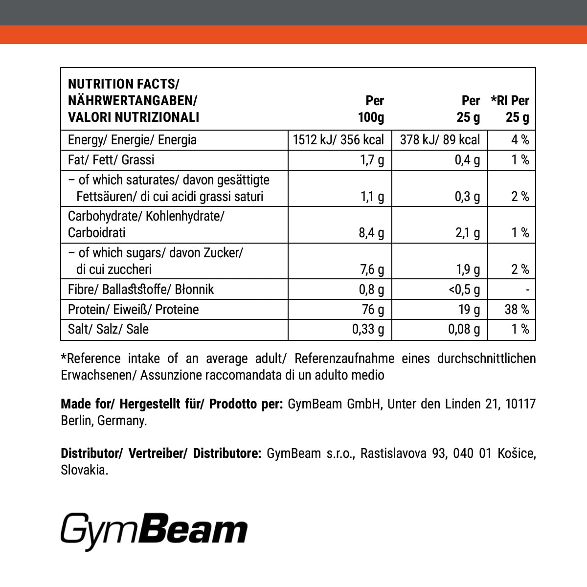 GymBeam Caseina Micellare 1000g - Caseine di Alta Qualità - Polvere di Caseina per Crescita e la Rigenerazione Muscolare - A Basso Contenuto di Grassi, Deliziosa e Ben Solubile (1000 g, Chocolate)