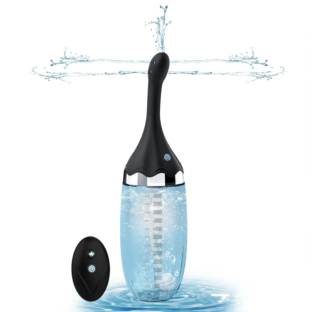 Doccia anale Pompa per clistere automatica - Clisteri elettrici da 20 once per la pulizia del colon per donne con 3 velocità e 5 beccucci, Docce in silicone per la pulizia anale maschile